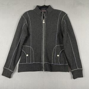 Neve Designs Wool Jacket Womens XL Gray Full Zip Contrast Stitch Pockets